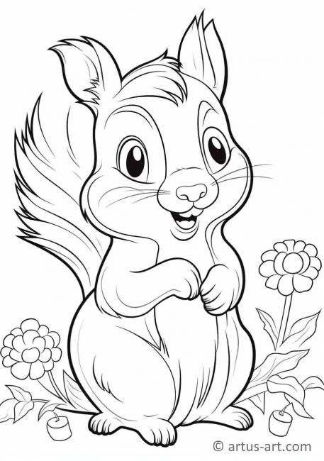 Pagină de colorat cu Veveriță Drăguță pentru Copii